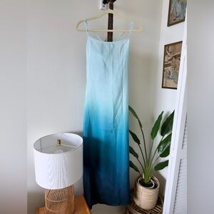 La Blanca Oasis Beach Maxi Ombre Blue Cover Up Beach Dress $103 Sleeveless NWT